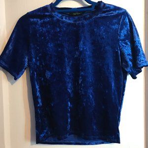 Cobalt Blue Crushed Velvet Stretchy Top - S/XS